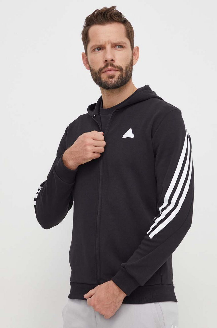 adidas bluza męska kolor czarny z kapturem z nadrukiem IR9159