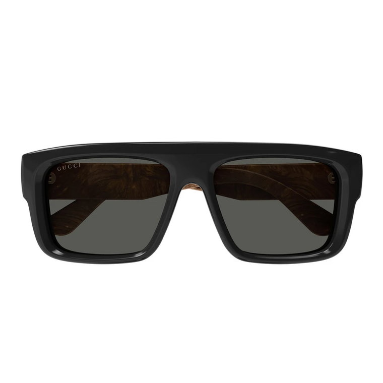 Męskie kwadratowe okulary przeciwsłoneczne z brązowymi ramionami z logo Gucci