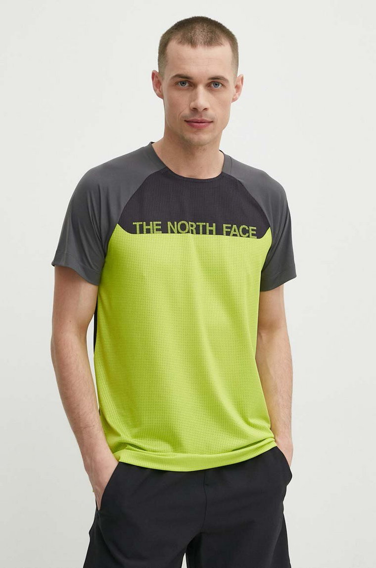The North Face t-shirt sportowy kolor zielony wzorzysty NF0A87TYWIP1