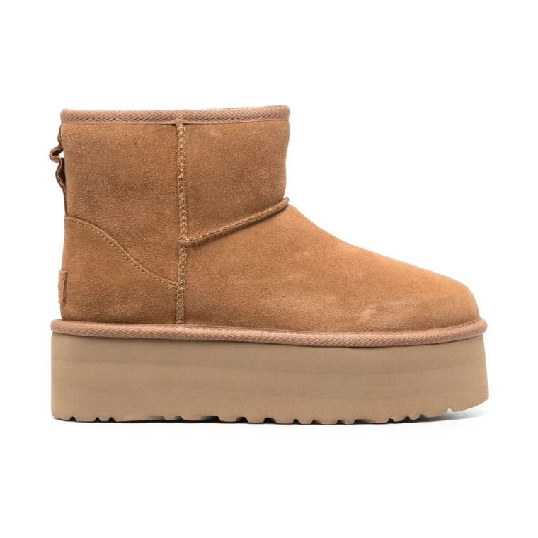 Brązowe Zamszowe Buty z Detalem Overlock UGG