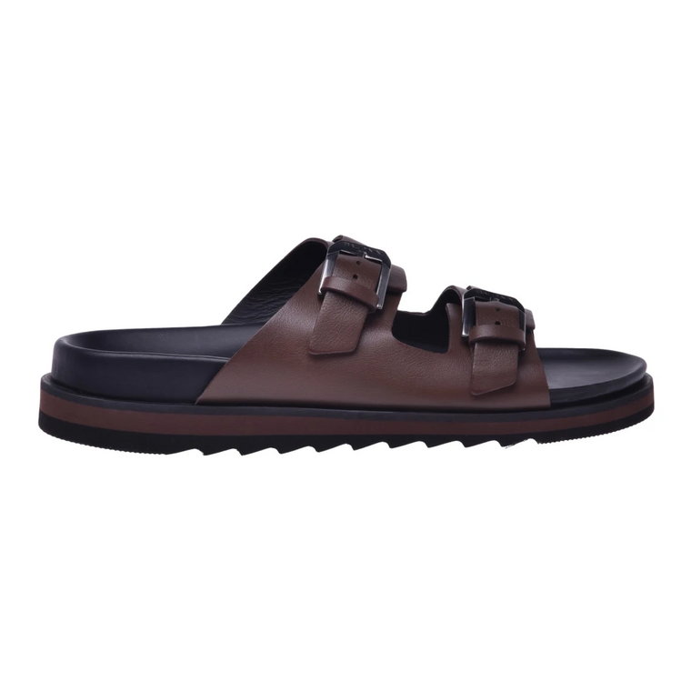 Slider sandals in brown calfskin Baldinini