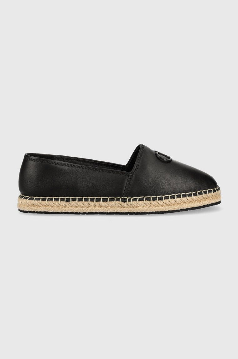 Calvin Klein espadryle skórzane ESPADRILLE W/HW kolor czarny HW0HW01457