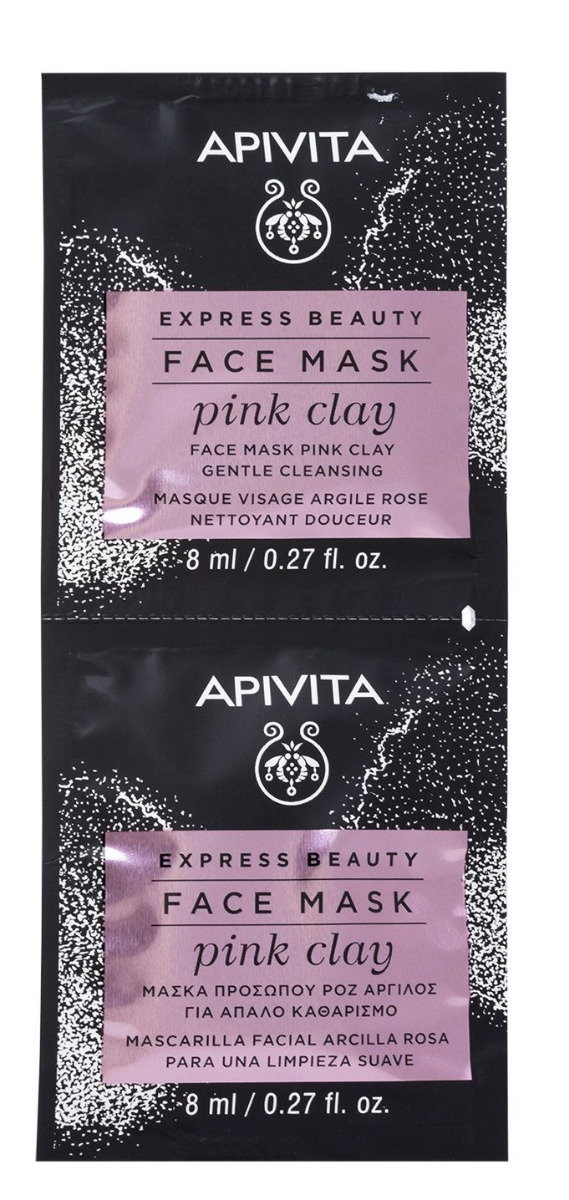 Apivita Express Beauty Różowa Glinka - delikatnie oczyszczająca maseczka do twarzy 2x8ml