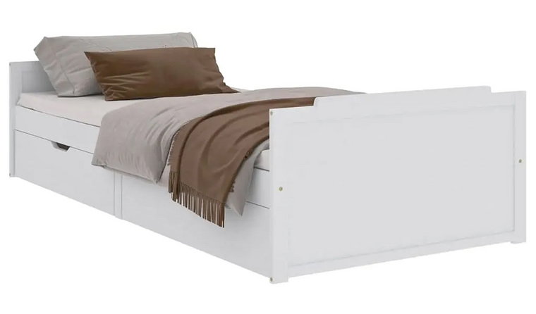 Białe sosnowe pojedyncze łóżko z szufladami 90x200 - Haver