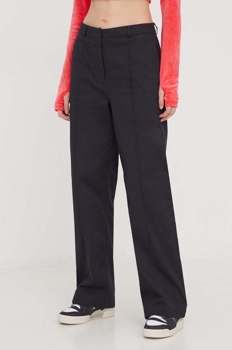 adidas Originals spodnie bawełniane Chino Pant kolor czarny szerokie high waist IK5998