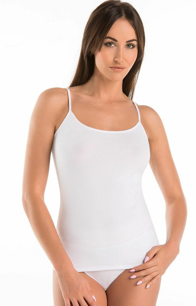 Koszulka damska gładki podkoszulek biały na ramiączkach 2703, Kolor biały, Rozmiar XS, Teyli