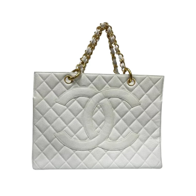 Biała pikowana skórzana torba Chanel GST Chanel Vintage