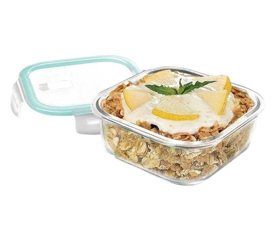 Pojemnik szklany z pokrywką na lunch przechowywanie żywności lunchbox 16 x 7 cm