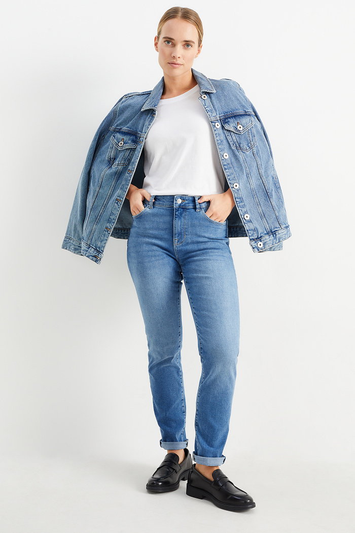 C&A Slim jeans-średni stan-dżinsy modelujące-LYCRA, Niebieski, Rozmiar: 34