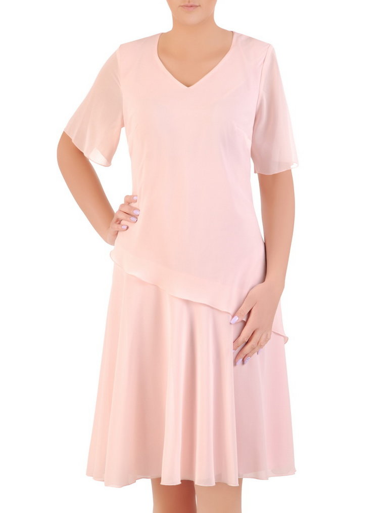 Dwuwarstwowa sukienka damska w jasnym kolorze 33024
