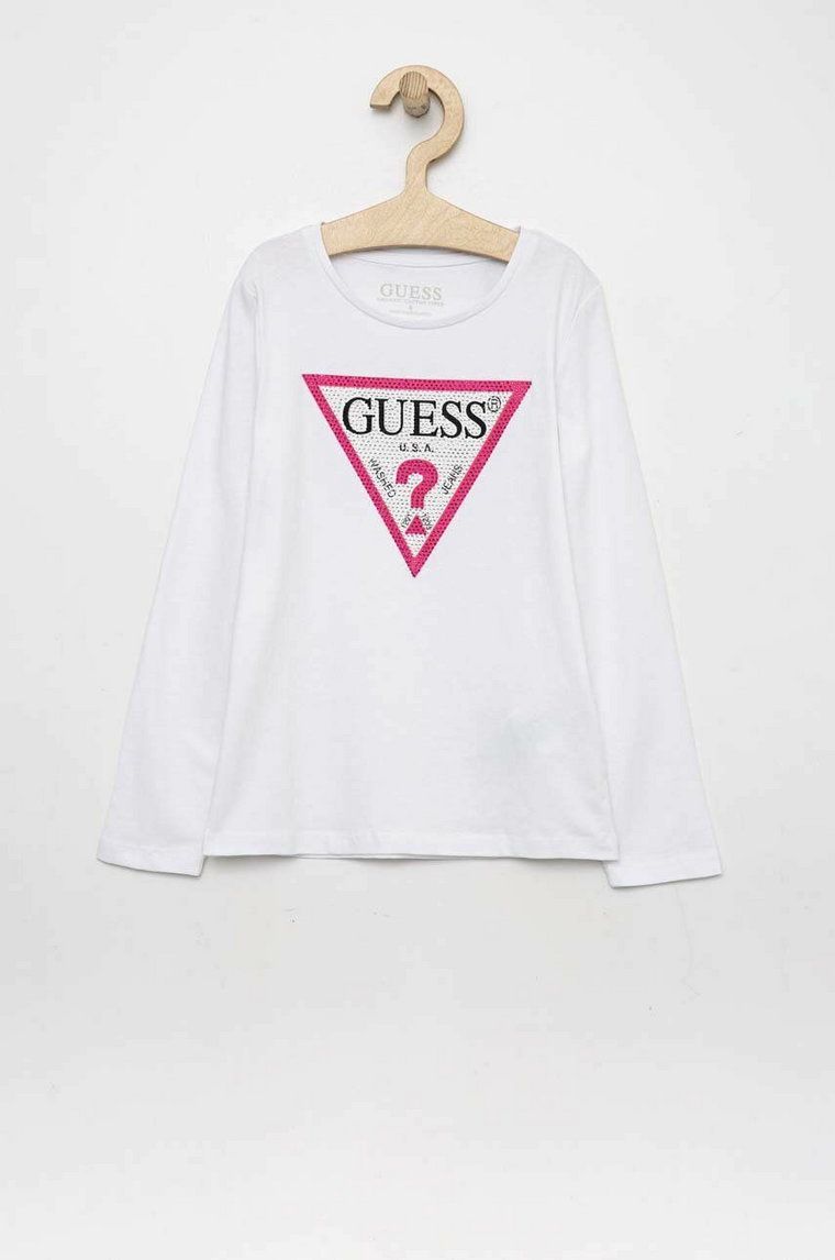 Guess longsleeve dziecięcy kolor biały