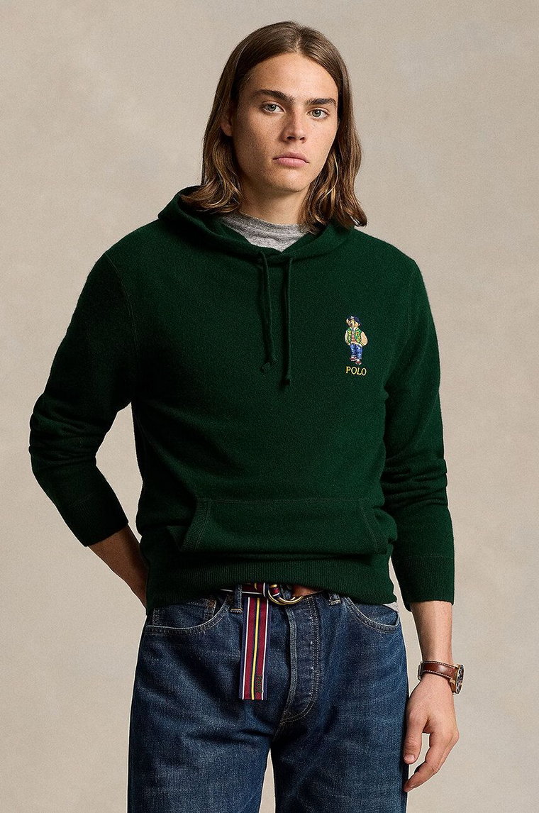 Polo Ralph Lauren sweter wełniany męski kolor zielony  710946003