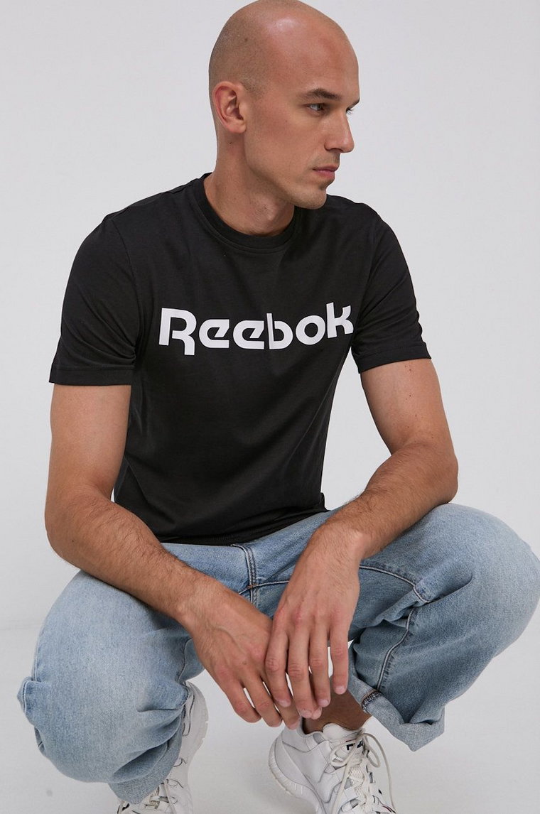 Reebok t-shirt bawełniany kolor czarny z nadrukiem GJ0136.100042232