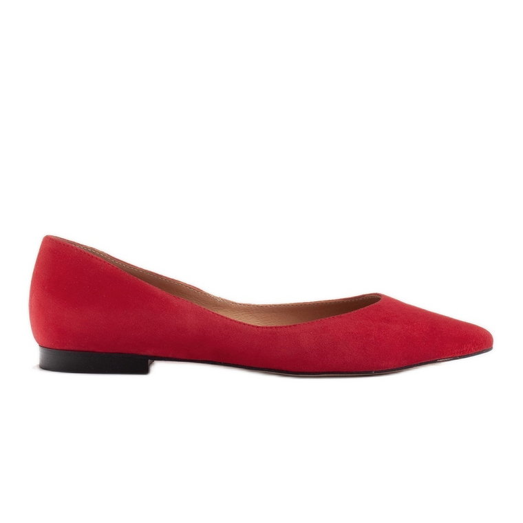Marco Shoes Baleriny damskie z niskimi bokami czerwone