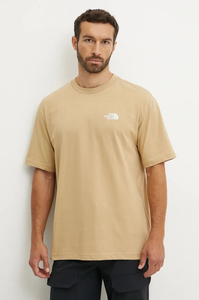 The North Face t-shirt bawełniany Essential Oversize Tee męski kolor beżowy gładki NF0A87NRLK51