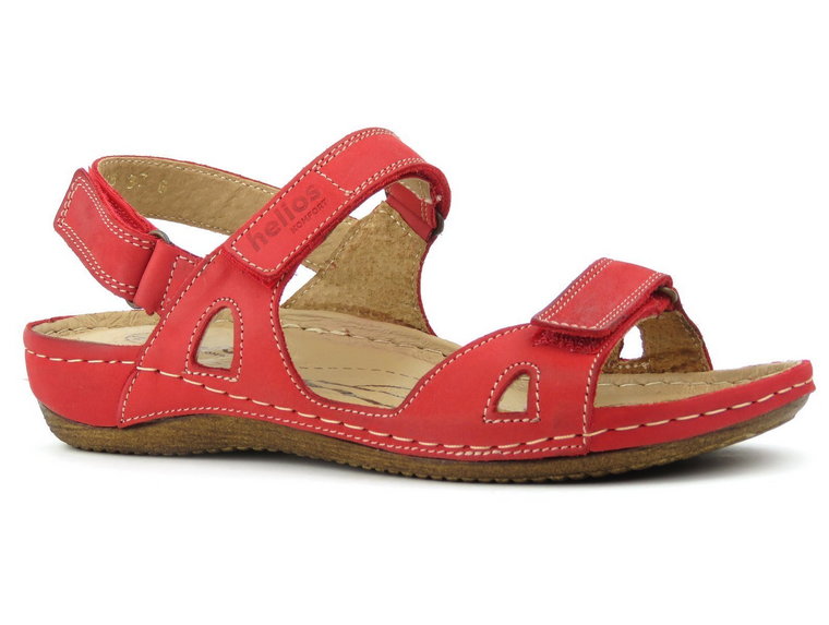 Lekkie sandały damskie z miękkiej skóry - HELIOS Komfort 205, czerwone