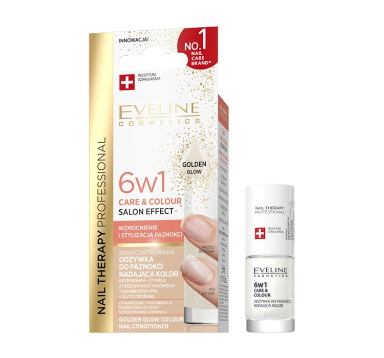 EVELINE NAIL THERAPY 6W1 CARE AND COLOUR ODŻYWKA DO PAZNOKCI NADAJĄCA KOLOR GOLDEN GLOW 5ML