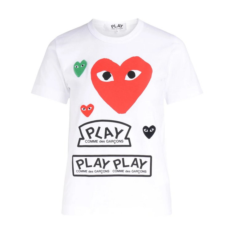 Biała koszulka z logo serca i krótkim rękawem Comme des Garçons Play
