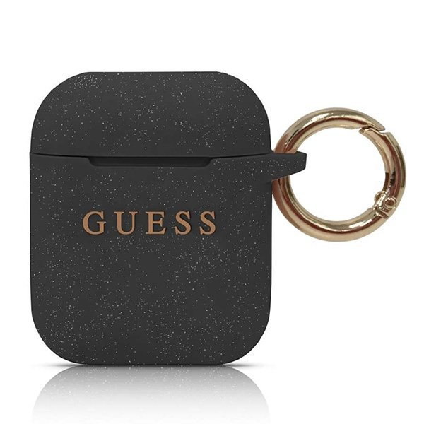 Guess GUACCSILGLBK AirPods cover czarny/black Silicone Glitter