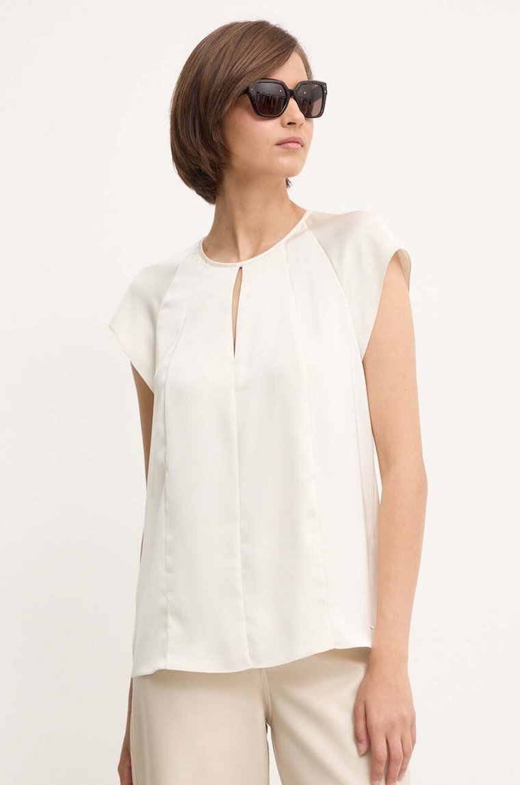 Calvin Klein bluzka damska kolor beżowy gładka K20K207161