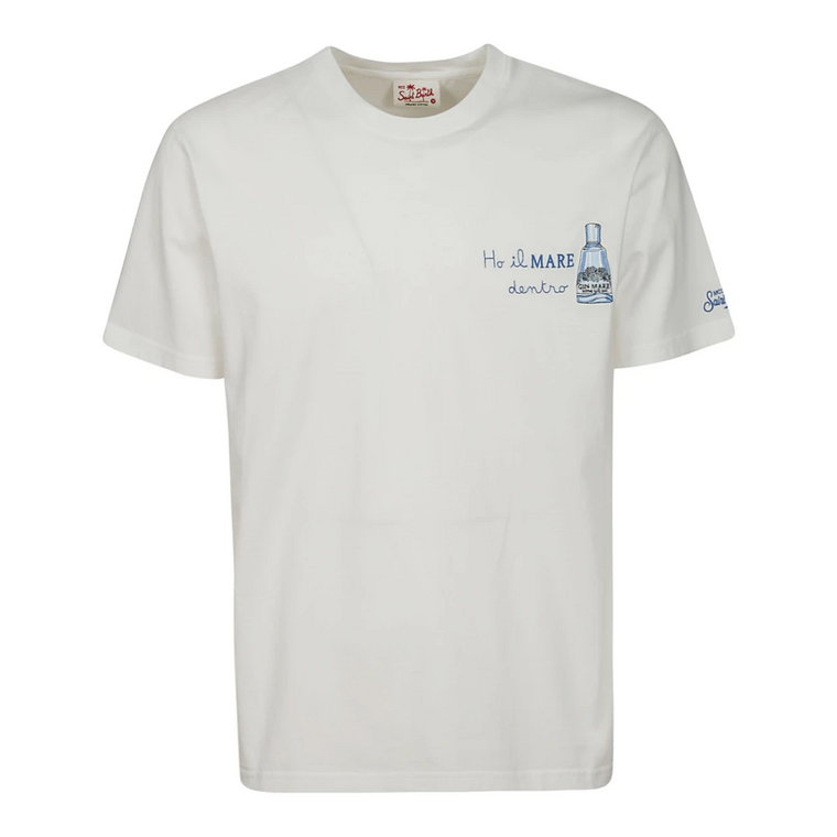 Biała Bawełniana Koszulka z Krótkim Rękawem z Logo MC2 Saint Barth