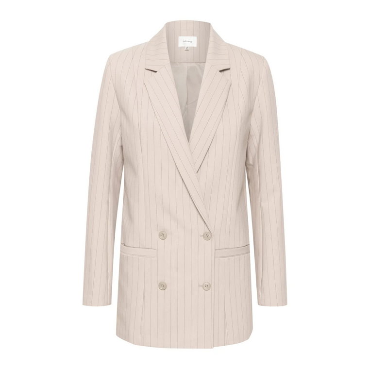 Pinstripe Blazer Kurtka Piaskowy Gestuz