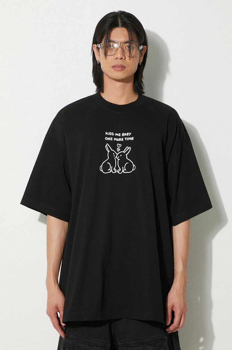 VETEMENTS t-shirt bawełniany Kissing Bunnies kolor czarny z nadrukiem UE64TR240B