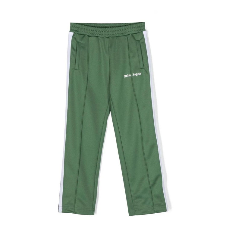 Zielone dziecięce spodnie treningowe z logo Palm Angels