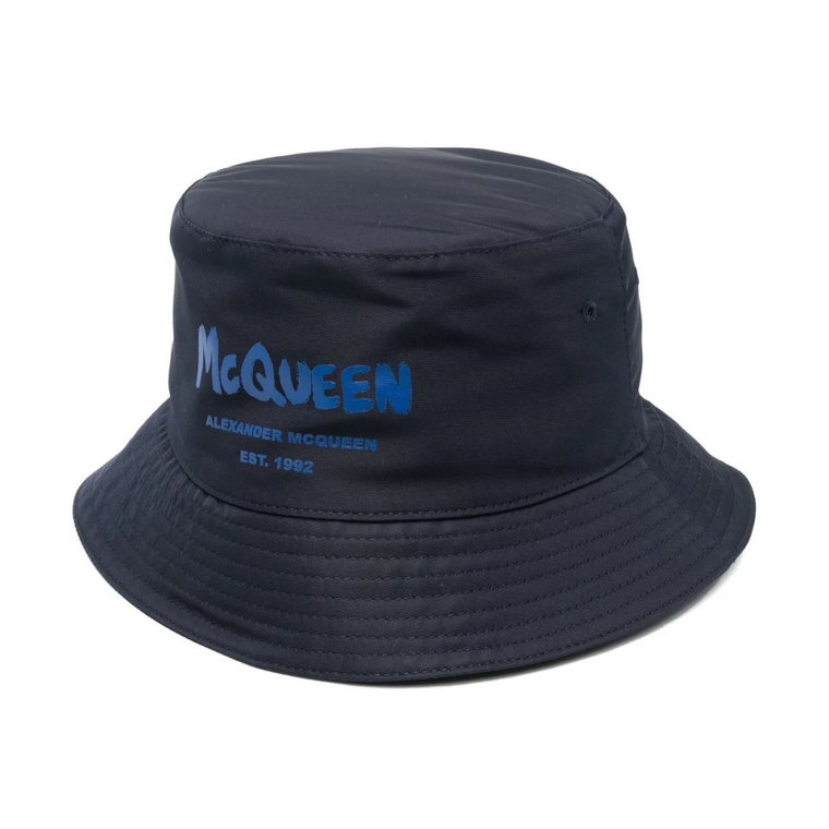 Niebieski Kapelusz z Logo Alexander McQueen