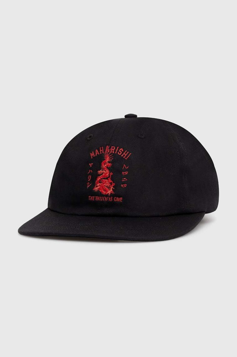 Maharishi czapka z daszkiem bawełniana Dragon Anniversary Cap kolor czarny z aplikacją 1276.BLACK