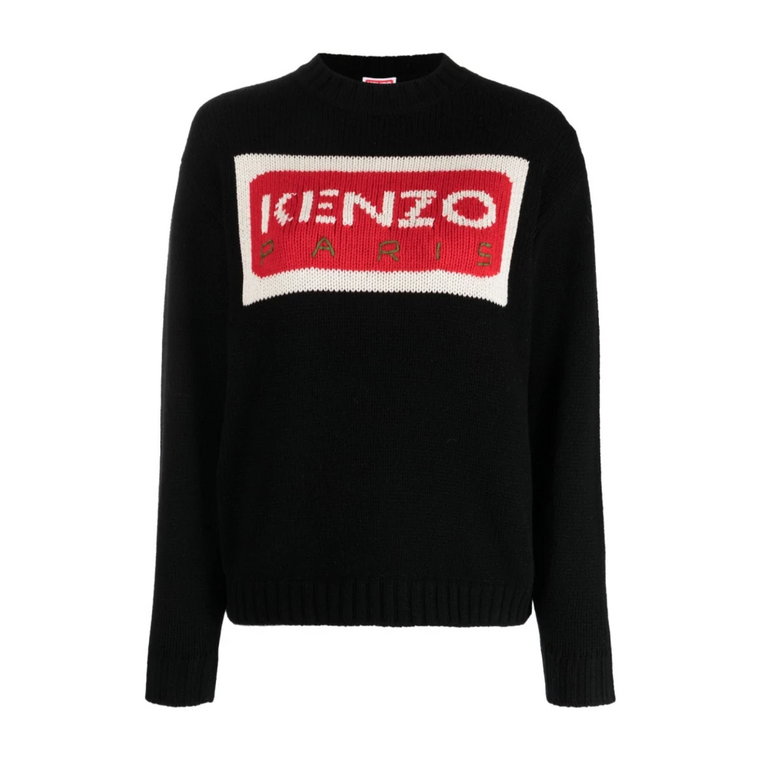Czarny Wełniany Sweter z Logo Kenzo