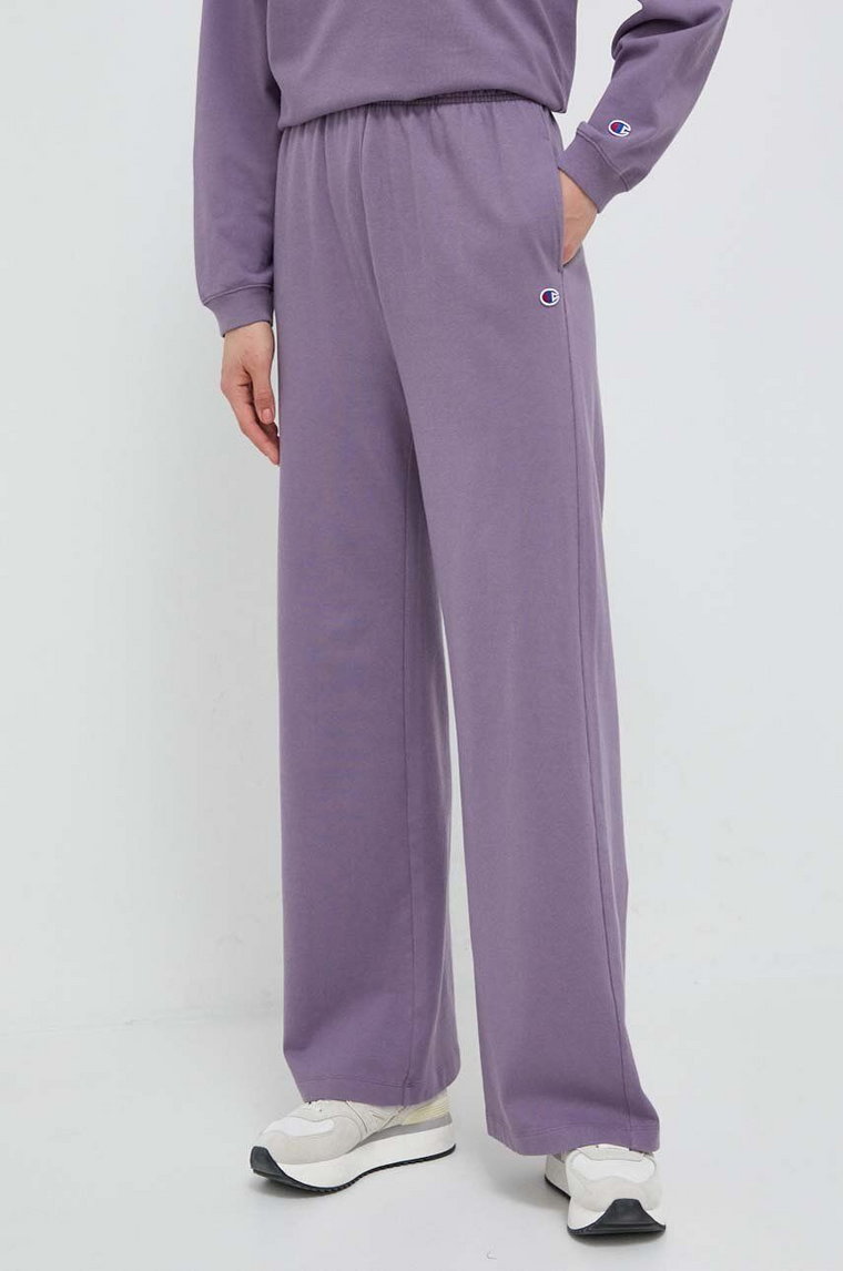 Champion spodnie dresowe bawełniane kolor fioletowy gładkie