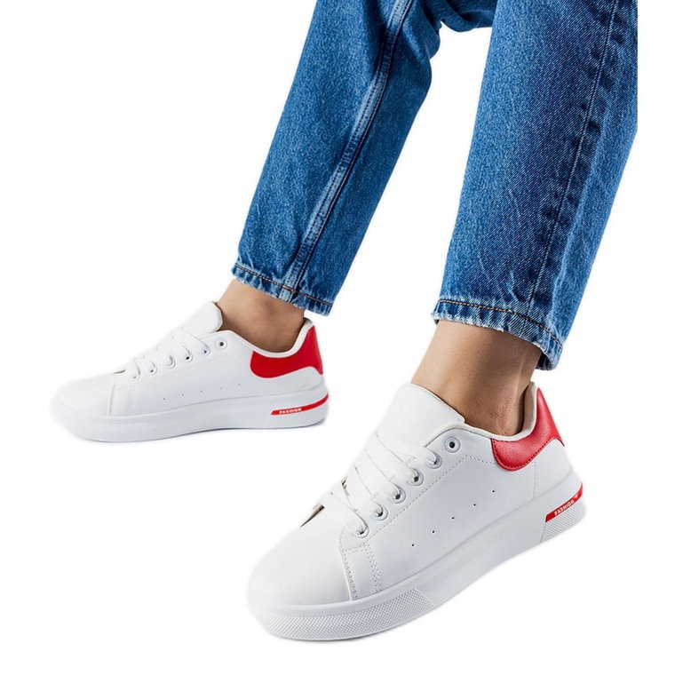 Biało-czerwone sneakersy Leland białe