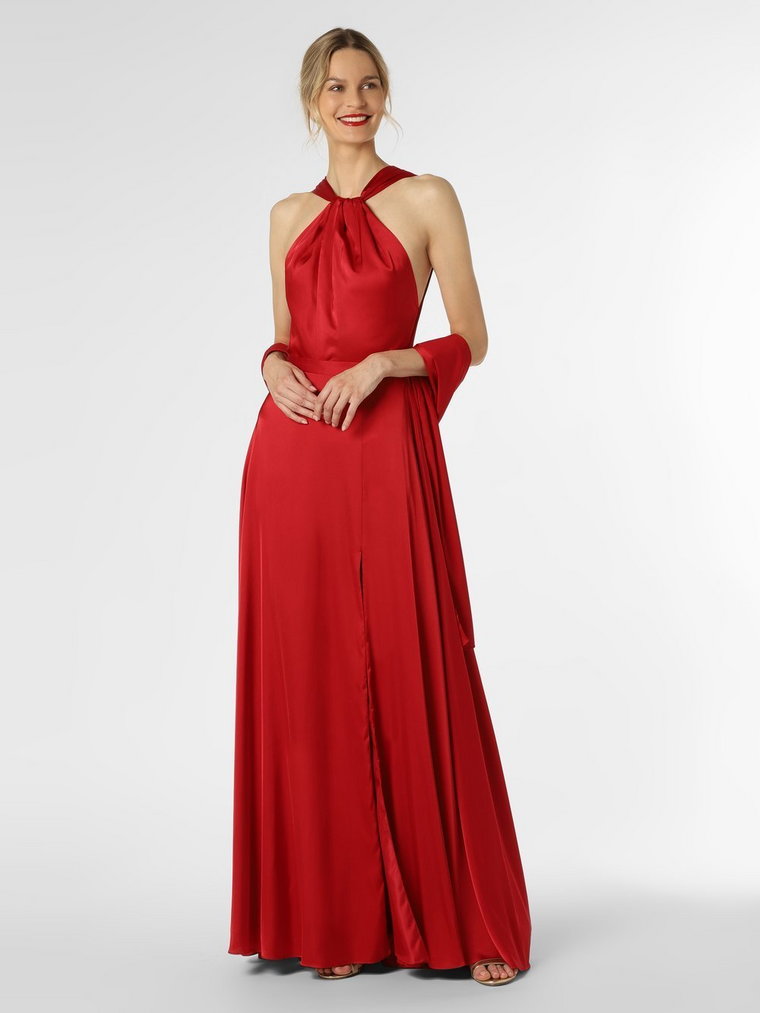 Unique - Damska sukienka wieczorowa z etolą, czerwony