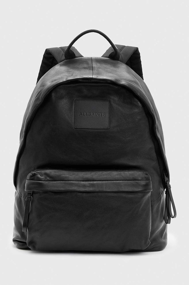 AllSaints plecak skórzany CARABINER BACKPACK męski kolor czarny duży gładki M164XB