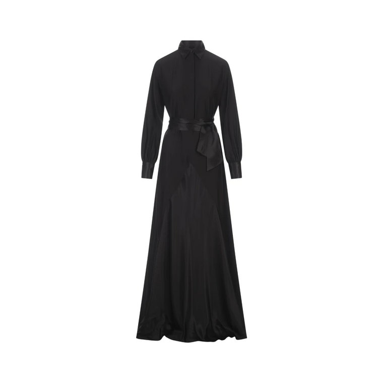 Czarna jedwabna sukienka z rozkloszowaną spódnicą Kiton