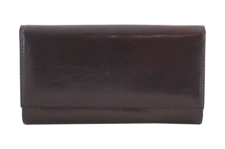 Damski portfel skórzany - Barberini's - Brązowy ciemny