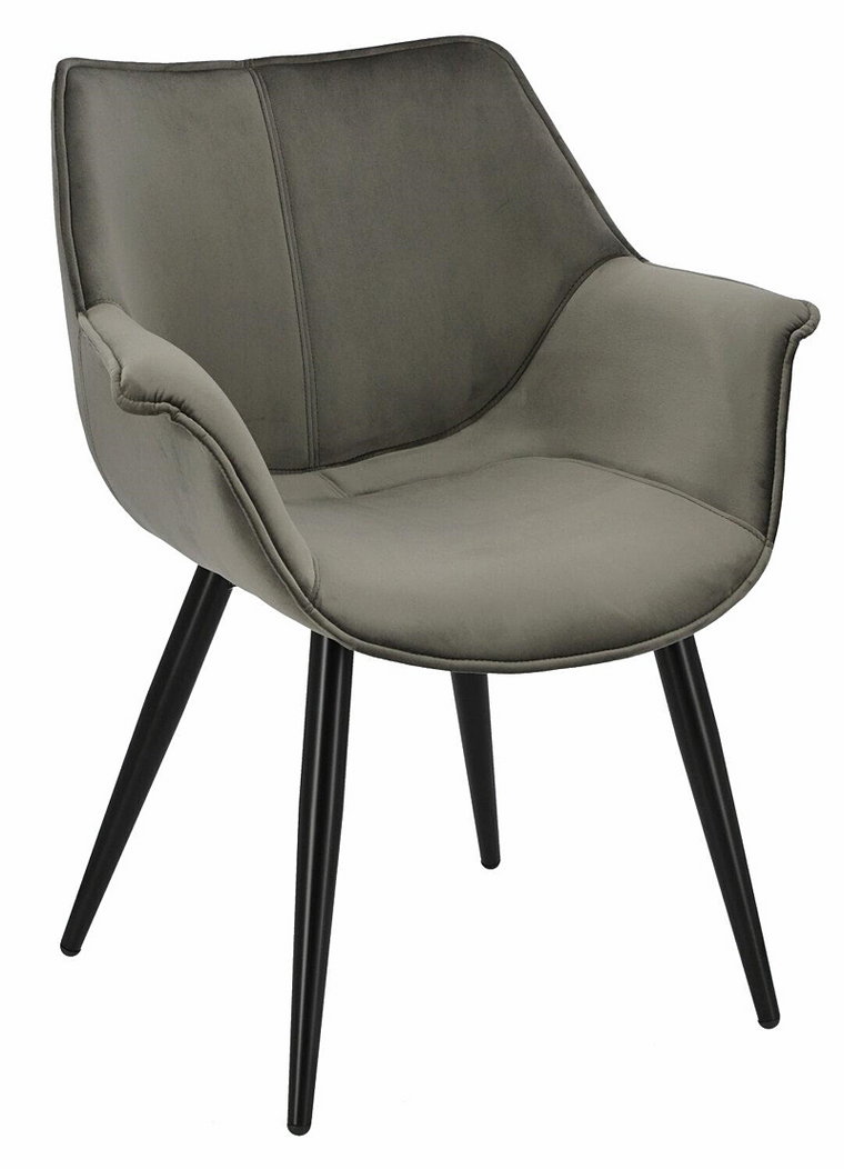 Welwetowe krzesło tapicerowane szare - Nollo 2X