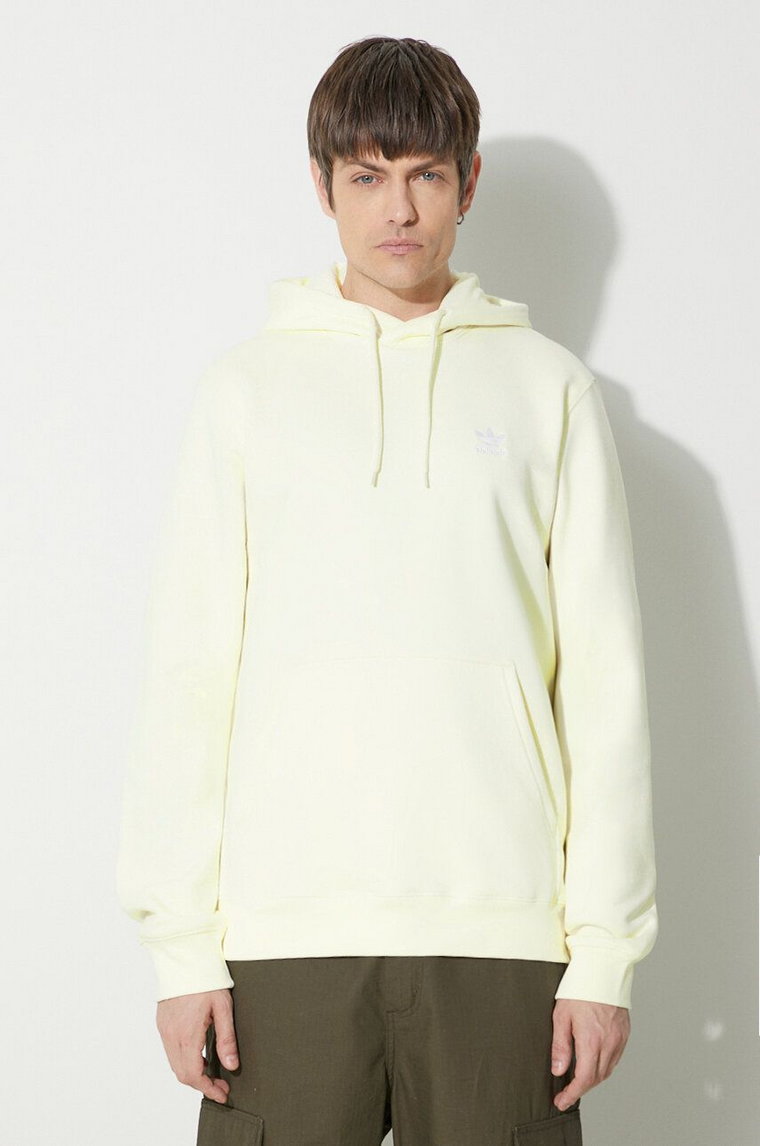 adidas Originals bluza Trefoil Essentials Hoody męska kolor beżowy z kapturem gładka IR7790