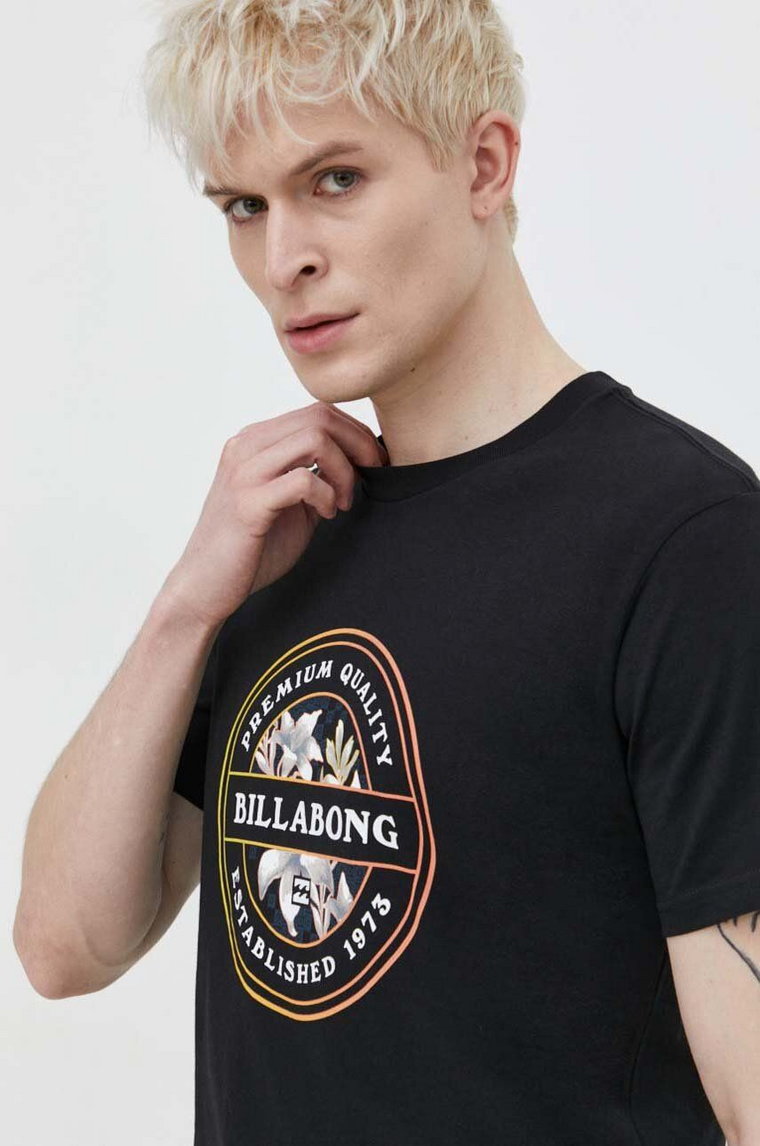 Billabong t-shirt bawełniany męski kolor czarny z nadrukiem EBYZT00168