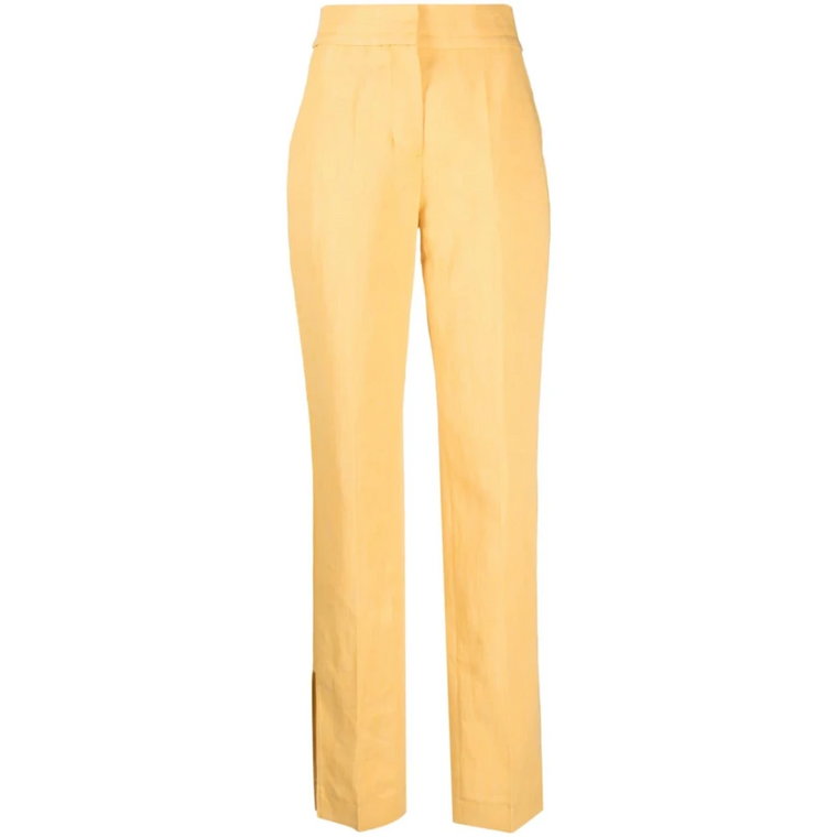 Żółte spodnie z wysokim stanem z mieszanki lnu Jacquemus