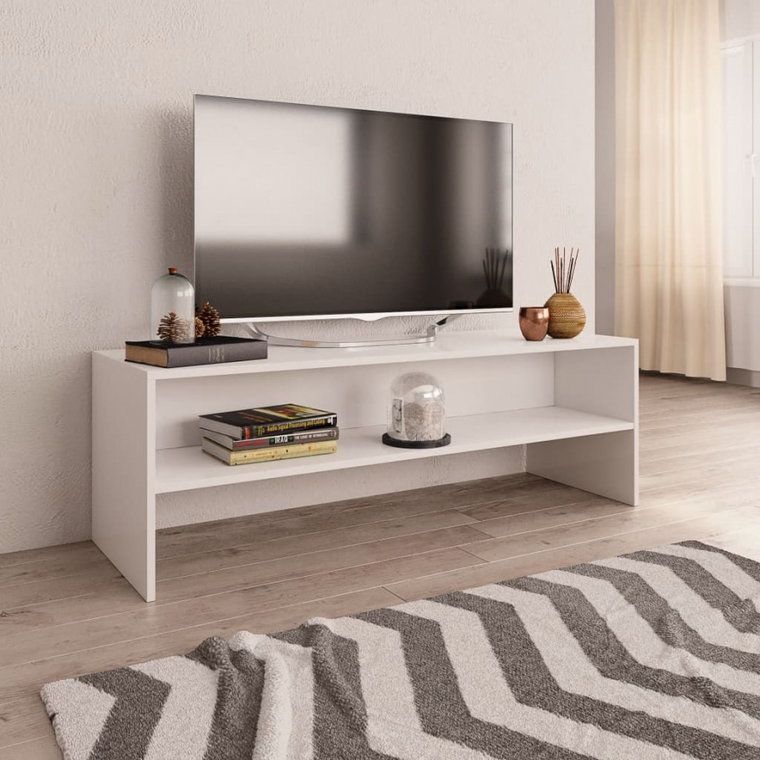 Szafka pod TV, biała, 120 x 40 x 40 cm, płyta wiórowa kod: V-800036