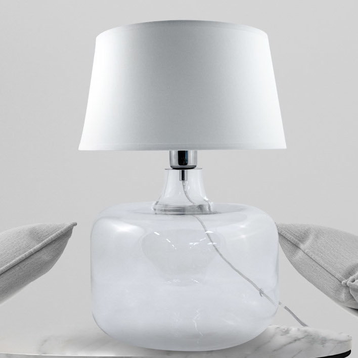 Nocna LAMPA stojąca BATUMI 5527WH Zuma Line stołowa LAMPKA szklana biała przezroczysta