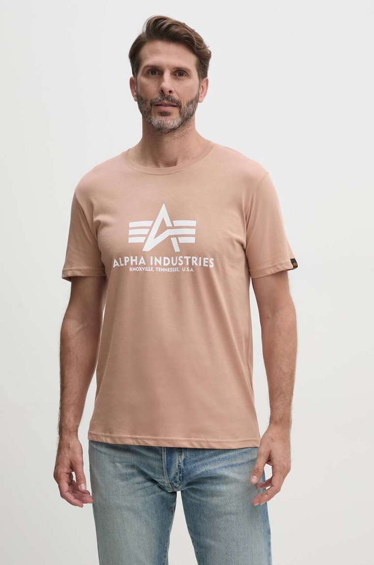 Alpha Industries t-shirt bawełniany męski kolor pomarańczowy z nadrukiem