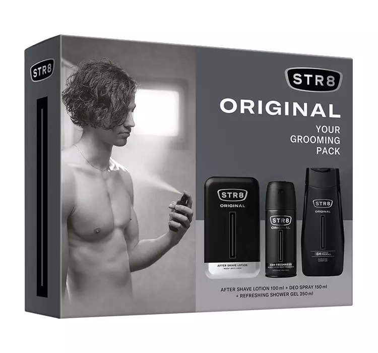 STR8 ORIGINAL WODA PO GOLENIU 100ML + DEZODORANT 150ML + ŻEL 250ML