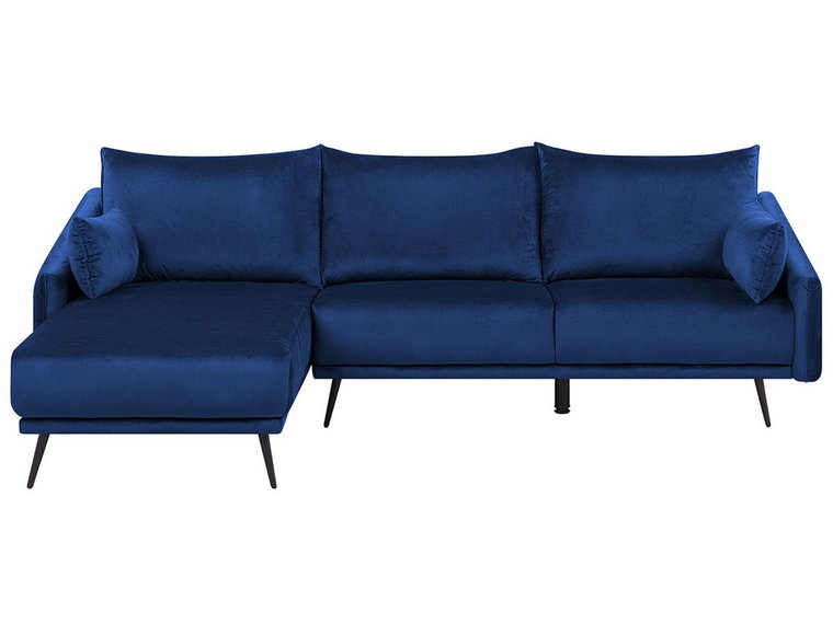 Sofa narożna prawostronna welurowa BELIANI Varde, niebieska, 55x225 cm