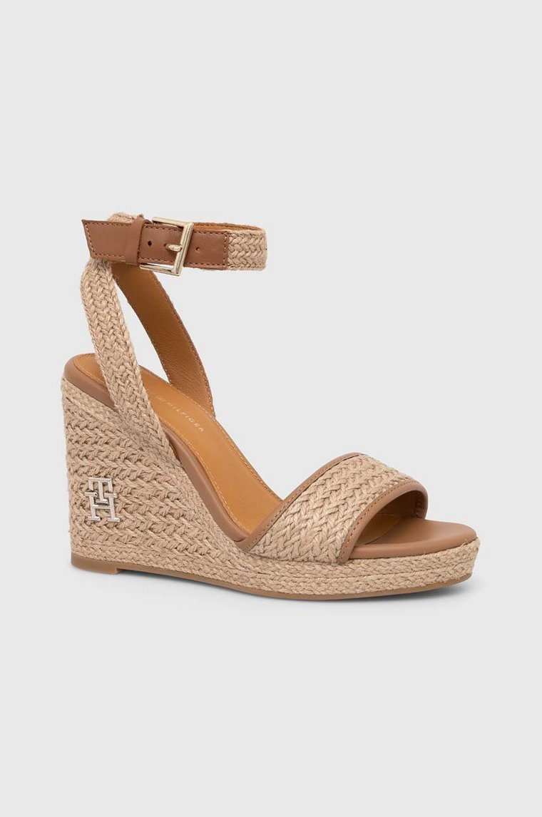 Tommy Hilfiger sandały TH ROPE HIGH WEDGE SANDAL kolor beżowy FW0FW07926