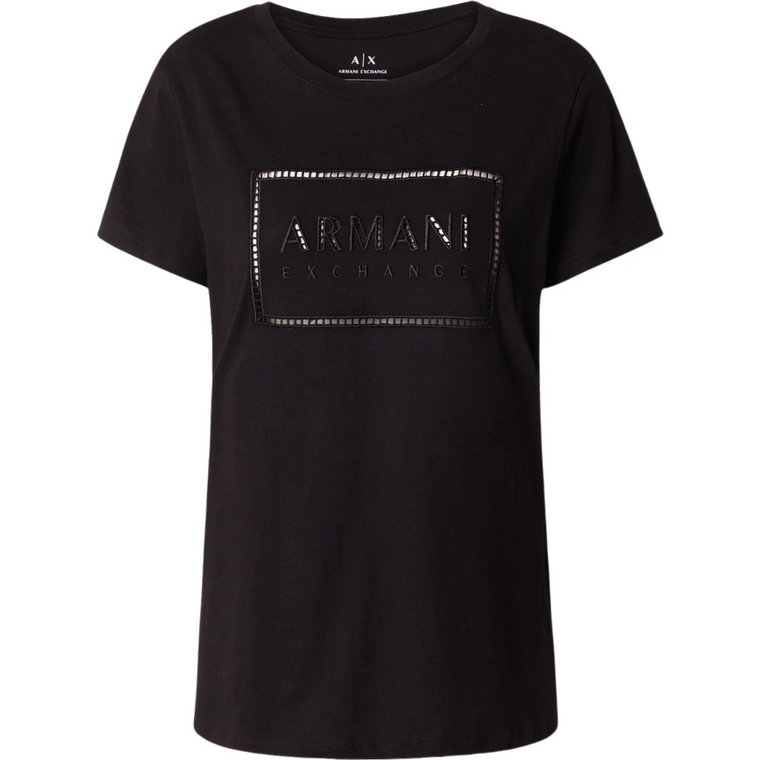 Czarna Koszulka Slim Fit z Bawełny Armani Exchange
