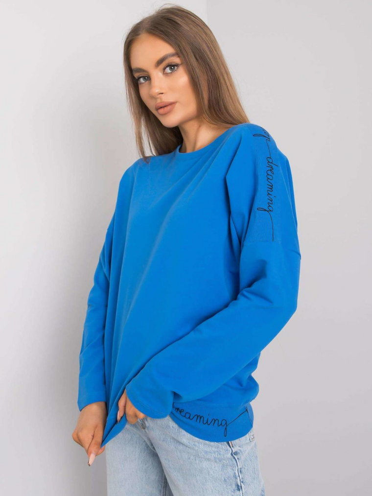 Bluzka longsleeves ciemny niebieski casual klasyczna dekolt okrągły rękaw długi