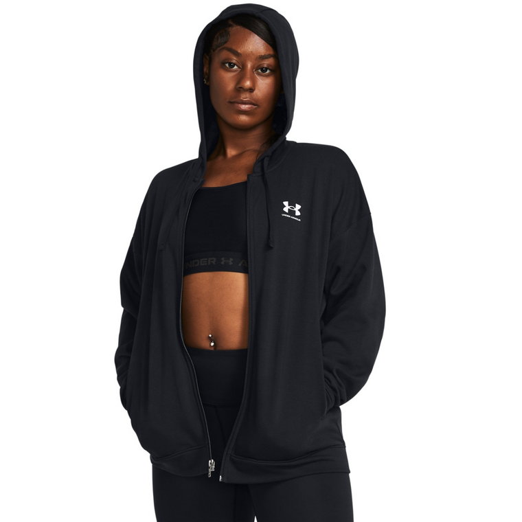 Damska bluza dresowa rozpinana z kapturem Under armour UA Rival Terry OS FZ Hooded - czarna